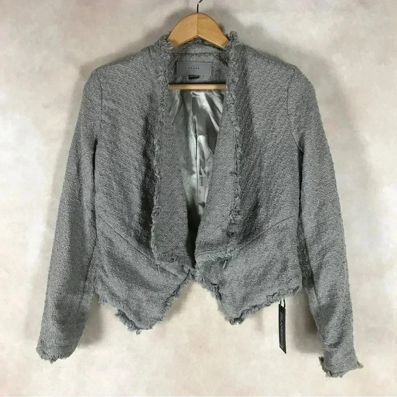 BLANK NYC Fringe Trim Draped Blazer Jacket Taupe, XS - Picture 1 of 10
